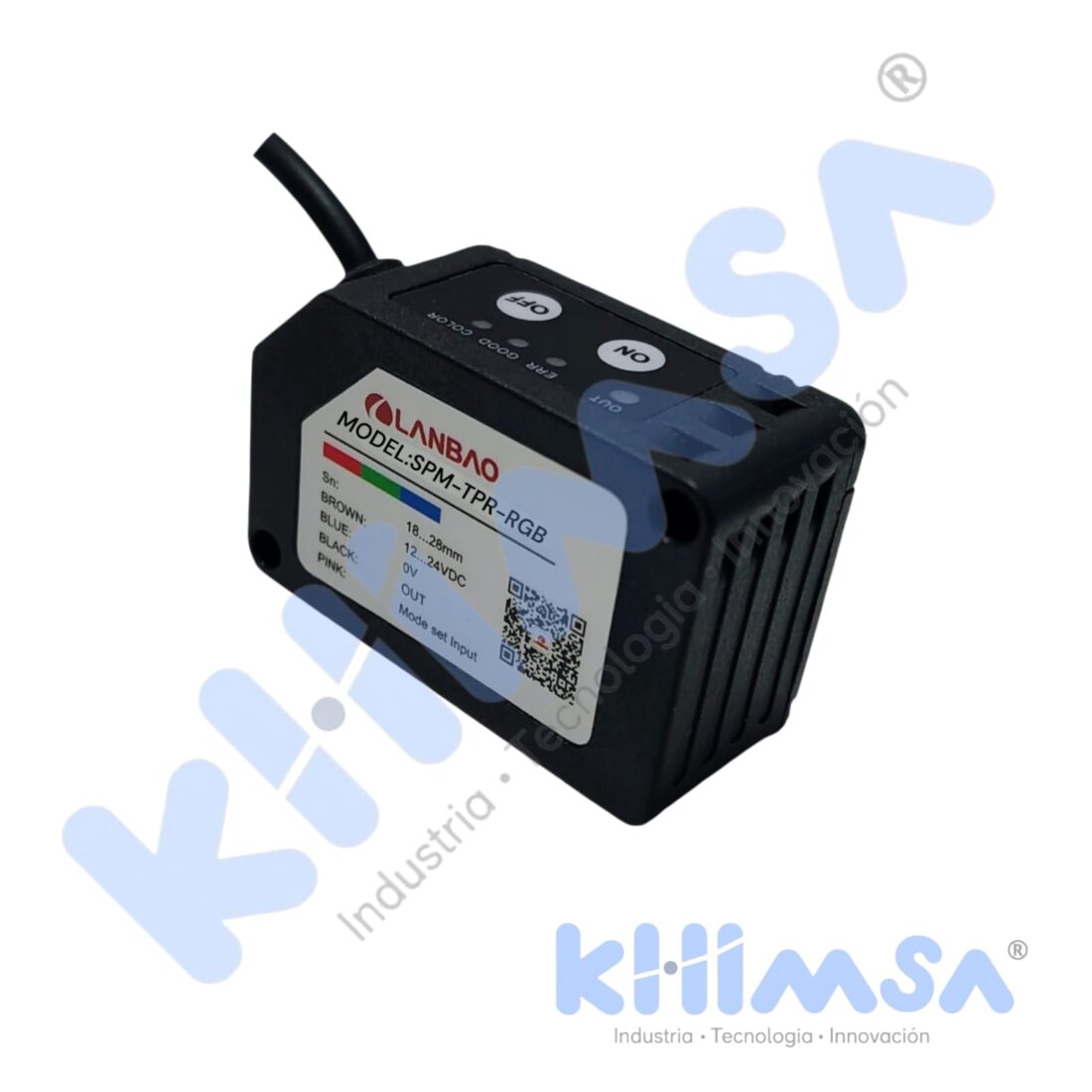 SPM-TPR-RGB SENSOR DE TACA FUENTE DE LUZ LED ROJO VERDE AZUL PNP NO/NC 12-24VDC SN:18-28MM CABLE 2MTS