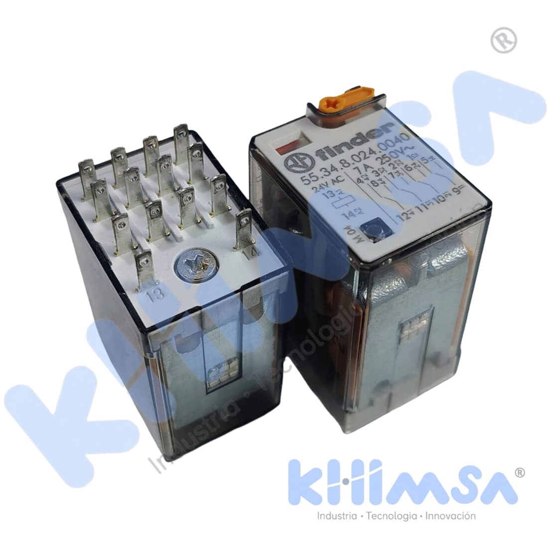 55.34.8.024.0040 RELE ELECTROMAGNETICO DE 14 PINES 24VAC 4NA/NC 7A/250V CON INDICAD MECÁNICO