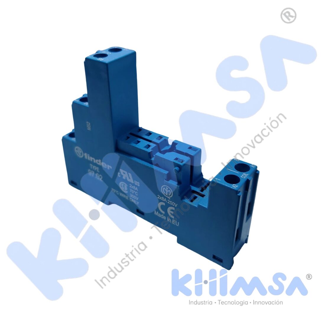 97.02SPA BASE RECTANG. PARA RELE DE 8 PINES 8A/250VAC P/RIEL DIN (TIPO TORNILLO)
