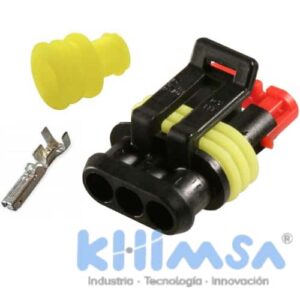 AMP-0-0282087-1  CONECTOR AUTOMOTRIZ SUPERSEAL 1.5 IP67 3 PINES HEMBRA TENSION DE TRABAJO 24VDC (INCLUYE JUNTA DE VENA Y PIN HEMBRA) IP67