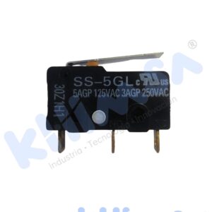 SS-5GL2 MICROSWITCH ACCION 5A 125V 3A 250VAC SPDT NO+NC+COM PALANCA CON ROLDANA PLAST 3 PINES IP40