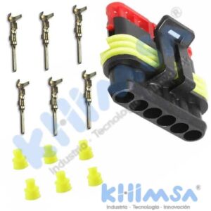 AMP-28090-1  CONECTOR AUTOMOTRIZ SUPERSEAL 1.5 IP67 6 PINES HEMBRA TENSION DE TRABAJO 24VDC (INCLUYE JUNTA DE VENA Y PIN HEMBRA) IP67