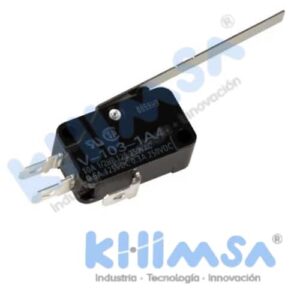 V-103-1A4  MICROSWITCH ACCION 0,6A/125V 10A/250C SPDT NO+NC+COM PALANCA LARGA 3 TERMINAL